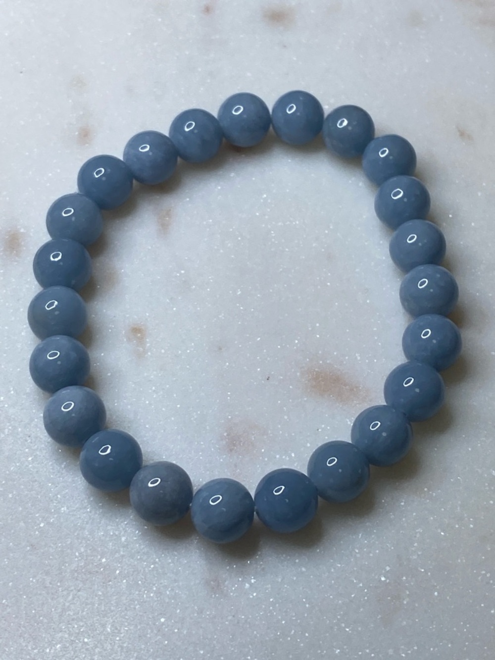 ✨ Natural Angelite Beaded Bracelet – Authentic Blue Healing Crystal ✨